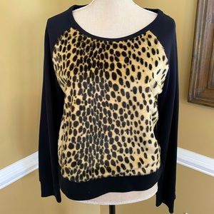 Express Faux Fur Leopard Sweatshirt